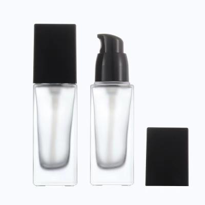 China Square 30ml 50ml Empty Base Pump Glass Bottle Cosmetics Cheap Packaging Wholesale Cosmetic Base for sale