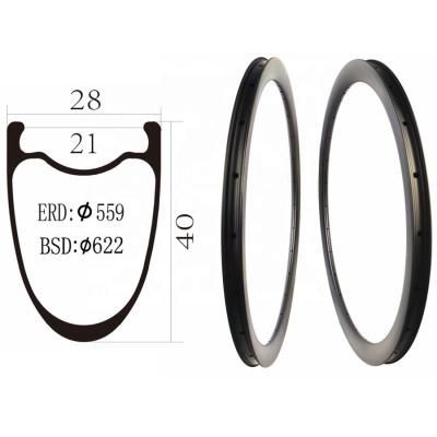 China All Road All Road Bike Wheels Rims 28mm Width 700c Road Cyclocrss Gravel Bicycle Carbon Tubeless Rim for sale