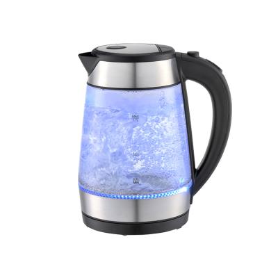 China 360 Degree Rotating Base 1.7L Capacity 2200W High Power Quickly Boiling Healty Glass Electric Water Kettle for sale