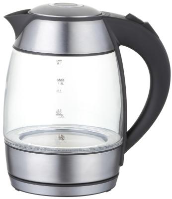 China Best Selling 360 Degree 360 ​​Degree LED Glass Electric Water Kettle Low Warm Modern Rotating Light 1.8L 2200W 304S/Steel for sale