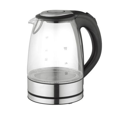 China Best Selling 360 Degree Rotating Bottom Blue Led Light 304 S/Steel Tea Maker 2200W 1.7L 360 Degree Glass Electric Water Kettle for sale