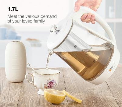 China 360 Degree Low Filter Rotation Unique Design Durable Glass Electric Tea Kettle for sale