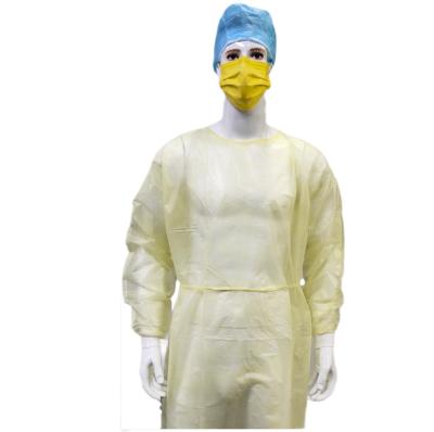 China S&J Yellow PP Visit Gowns Waterproof Disposable Lab Coat scrub suits Te koop