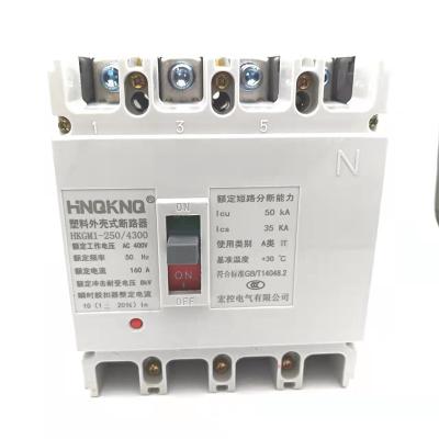 China MCCB HKGM1LE-400/4300 molded case series 250A 315a 350a 400a molded case leakage circuit breaker 25-65KA for sale