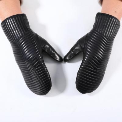 China Fashion Fashion Wool Lined Genuine Sheepskin Warm Winter Women Leather Mittens for sale