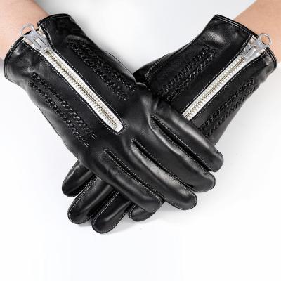 China Fashion Fashion Genuine Sheepskin Zippered Leather Women Gloves for sale