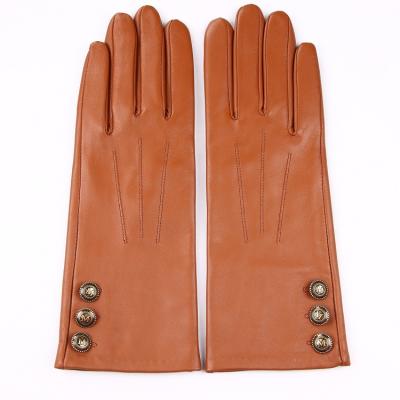 China Fashion Simple Ladies Long Soft Sheepskin Dress Gloves for sale