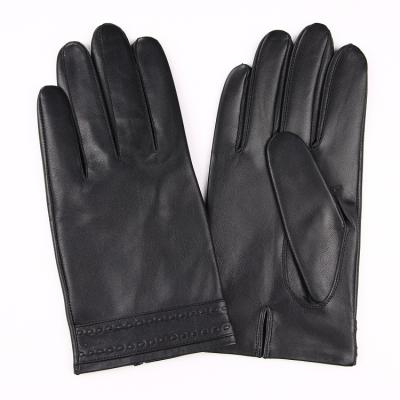 China Simple Trim Mens Leather Band Top Grade Sheepskin Gloves for sale