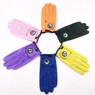 China Sport Colored Soft Cabretta Genuine Leather Golf Glove for sale