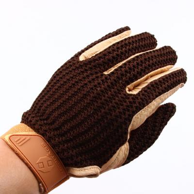 China Unisex Multicolor Knit and Patchwork Leather Men's Riding Gloves for sale