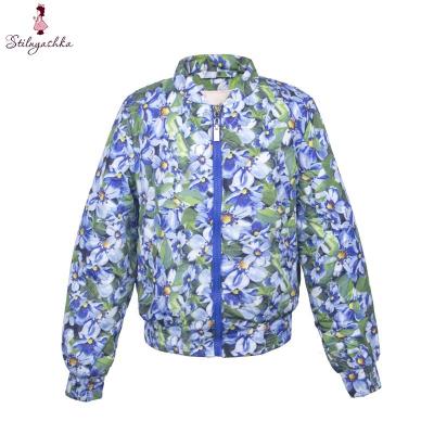 China Anti-wrinkle Stilnyashka baby winter kids warm blue flowers print bomber jackets for kids for sale