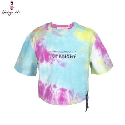 China Summer popular anti-shrink popular fuchsia t-shirts cotton shorts sleeves children kids girls casual cartoon print t-shirt for sale