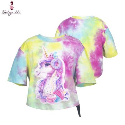 China 2022 Summer Hot Selling Children's Clothing Summer Anti-shrink Unicorn Fall Wholesale Baby Girls Casual T-shirt For Girl Cartoon for sale