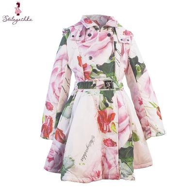 China Anti-wrinkle Stilnyashka 1068-79 rose printing pink jacket girls jacket waterproof children's winter clothes for kids for sale