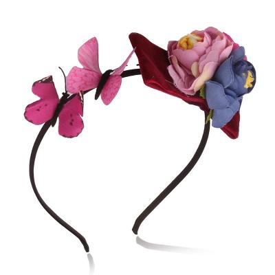 China Stilnyashka Friendly Material Kids Elegant Butterfly Flower Headbands Girls Hair Circles Holder Ornament Headwear Fashion Hair Accessories for sale