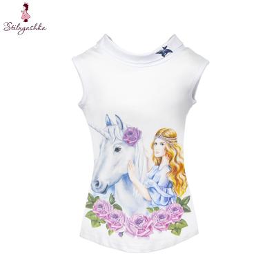 China Stilnyashka Cotton Baby Unicorn Top Sleeveless T-Shirt Summer Anti-Shrink Lovely Kids for sale