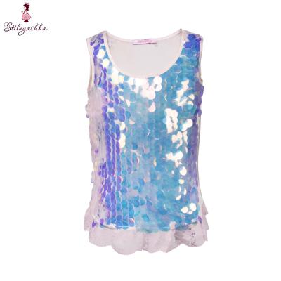 China 2021 New Kids Summer Girls Sequins Style Anti-shrink Sleeveless Blouse Small for sale