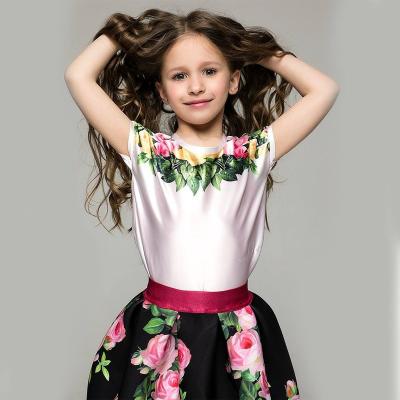 China New Design Anti Shrink Flowers Print Kids Summer Short Sleeve Blouse For Little Girls for sale