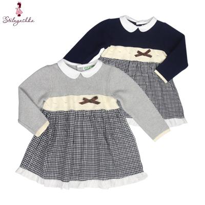 China Latest Cute Anti Shrink Custom Design Kids Clothing Babies Pullover Plaid 100% Cotton Sweater For Kids for sale