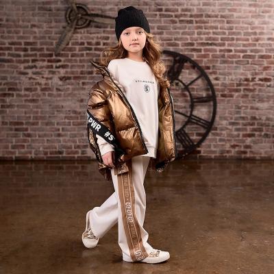 China Anti-wrinkle China Customized Girl Kids Zipper Winter Gold Thick Jacket For Kids for sale