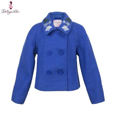 China Wholesale Kids Blue Cross Wool Anti-wrinkle Winter Girl Warm Coat For Children for sale