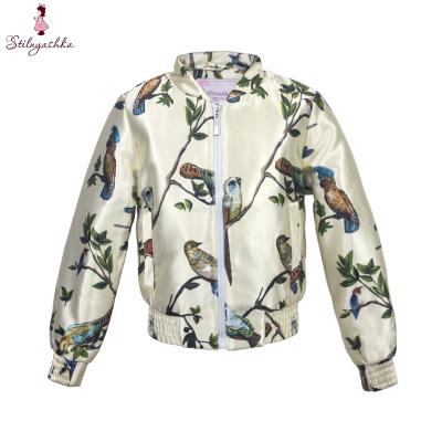 China High Quality 100% Anti-wrinkle Kids Parrot Print Polyester Girls Winter Jacket For Kids for sale