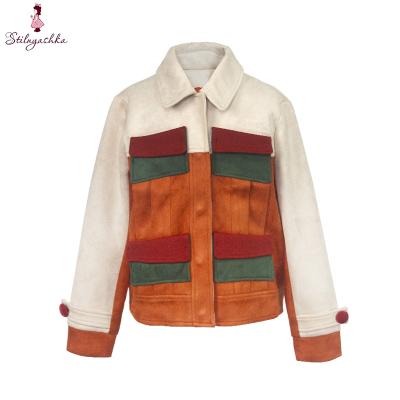 China New Design Anti-wrinkle Kid Girl Green White Autumn Imitation Leather Jacket for sale