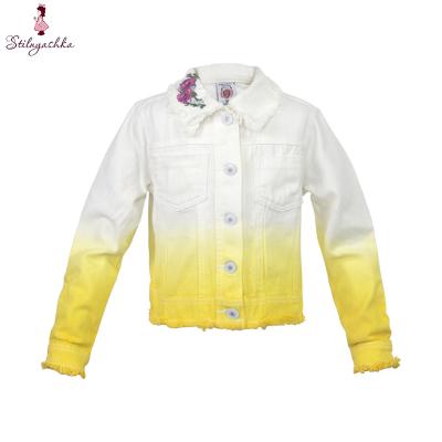 China Anti-Wrinkle Wholesale Cotton Casual White-Yellow Babies' Autumn 100% Denim Jacket for sale