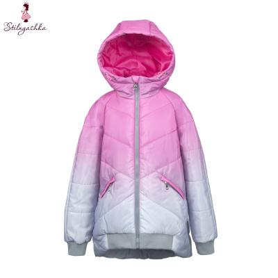 China Anti-wrinkle Stilnyashka Pink Color Kids Winter Windproof Hooded Jacket For Girls for sale