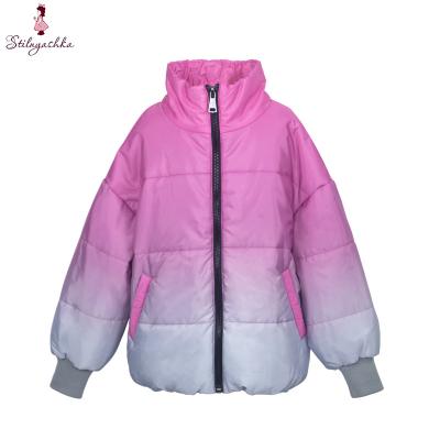 China New Polyester Anti-wrinkle Backing Pink Collar Zipper Winter Warm Girls' Children's Jackets for sale