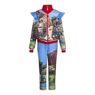 China Hot Sale Children Breathable Autumn Casual Cotton Girls Kids Bear Print Tracksuits for sale