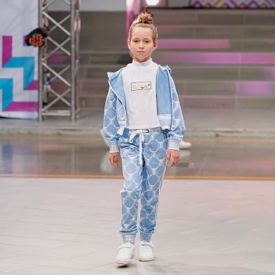 China Breathable Kids Fall Winter Blue Plaid 100% Cotton 7-14 Years Kids Sweatsuit For Girls for sale