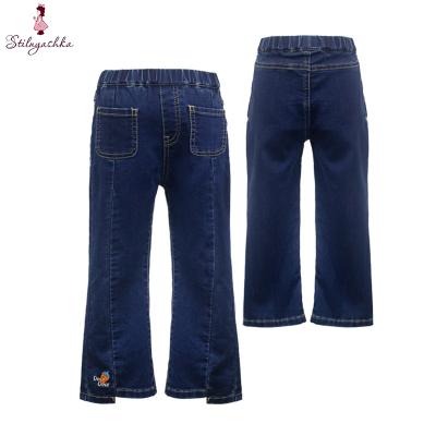 China Stilnyashka hot sale custom made children's anti-pilling denim embroidery pants casual jeans trousers for girls for sale