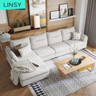 China Adjustable (other) Linsy Light luxury Nordic style fabric sofa combination living room small apartment furniture set S016 for sale