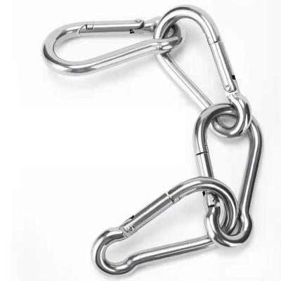 China Carabiner Clip8mm Carabiner Swing Climbing Hook Spring Loaded Silver Galvanized Snap Safety Elevated Hook Loader for sale