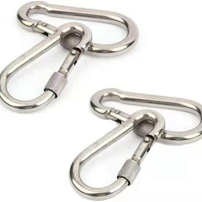 China Carabiner Clip8mm Carabiner Swing Climbing Hook Spring Loaded Silver Galvanized Snap Safety Elevated Hook Loader for sale