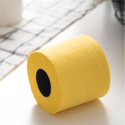 China Virgin Wood Papers Embossed Natural Color 3 Ply Bamboo Core Toilet Paper for sale