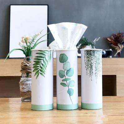 China High Quality Biodegradable Customizable Tissue Box 3 Ply Cylinder Tissue Boxed Facial Tissue Canisters Cylinder for sale