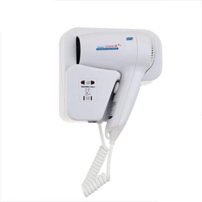 China Double Cover Plastic Overheating Protection Bathroom Wall Mounted Hair Dryer With Plug for sale