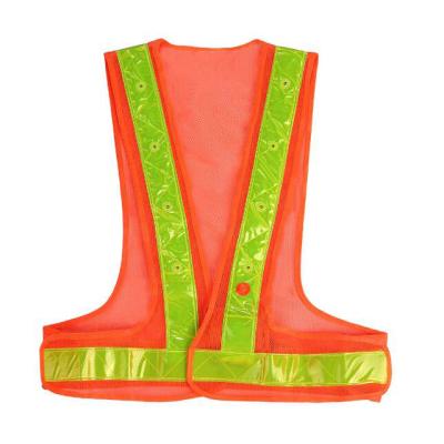 China Road Safety Workplace Safety LED Light Up Safety Vest With Reflective Stripes Cycling Traffic Night Outdoor Safety Warning Vest for sale