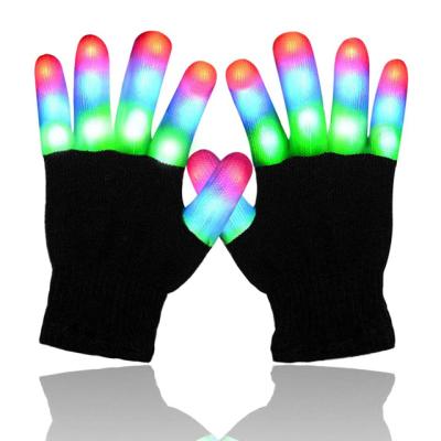 China Festival Stuff LED Colorful Flashing Finger Lighting Gloves Light Up Glove Set Finger Glow Gloves for sale