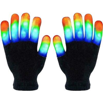 China Festival Stuff LED Gloves Finger Light Up Glow Glove Xmas Christmas Gift Halloween Costume Flashing Gifts for sale