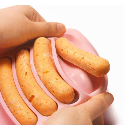 China Viable Handmade DIY Hot Dog Molds 3D Silicone 6-Cavity Non-Stick Sausage Mold 170g for sale