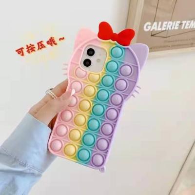 China Anti-Fall Relaxing Bubble Restless Person Soft Toys Phone Case Silicon Push Pops Case for sale