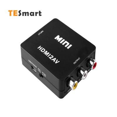 China TESmart high quality composite audio video hdmi2av adapter hdmi2av mini hdtv 1080P 3 RCA CVBS composite converter from TESmart to hdmi for sale