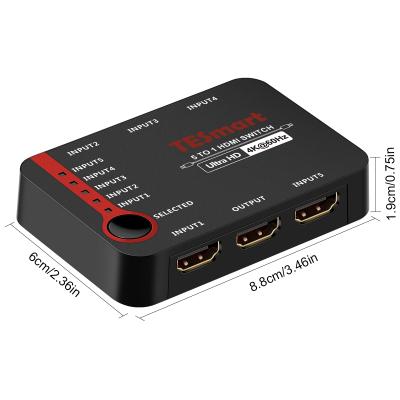 China Plastics Top Port 4K@60Hz 5 5x1 HDMI Switch HDCP 2.2 Support EDID for sale