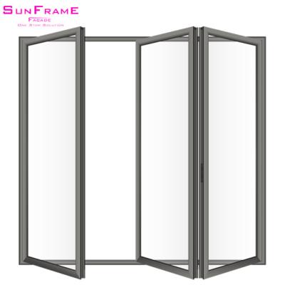 China Modern Exterior Metal Accordion Door Aluminum Pleated Folding Glass Interior Bi Folding for sale