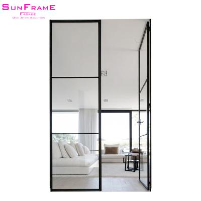 China Modern Professional Insulated Tempered Glass Panels Broken Glass Bridge Tempered Glass Aluminum Double Entry Door for sale