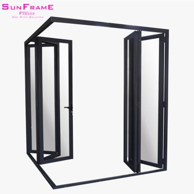 China Modern Bi Folding Folding Glass Doors Aluminum Patio Balcony Veranda for sale