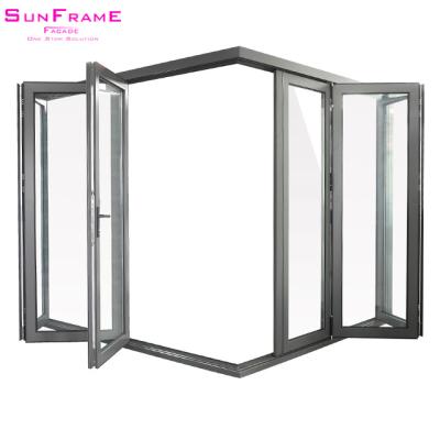 China Modern Aluminum Exterior Folding Door Bi Sliding Folding Glass Door For Patio Garden for sale